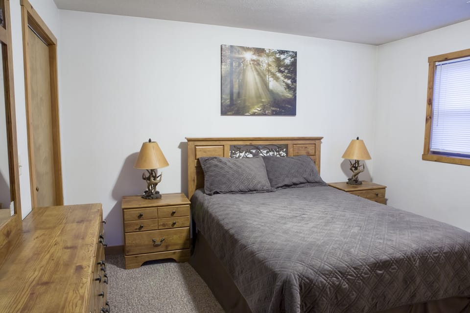 Identical bedroom on first and second floors.