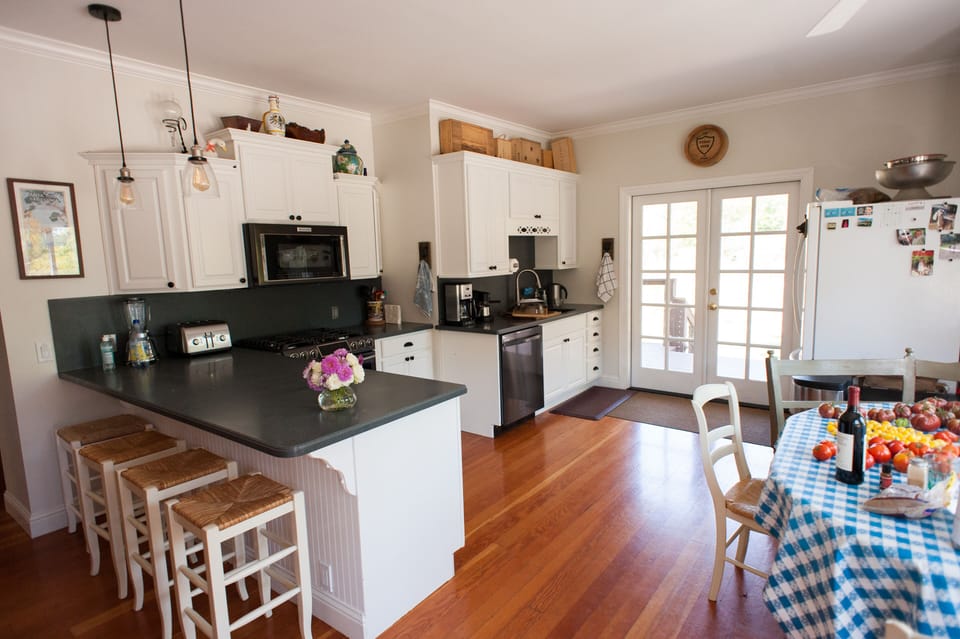 4 stools at the counter are great for feeding kids or friends preparing a meal