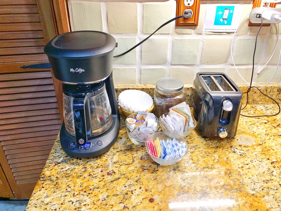 Help yourself to coffee and tea 