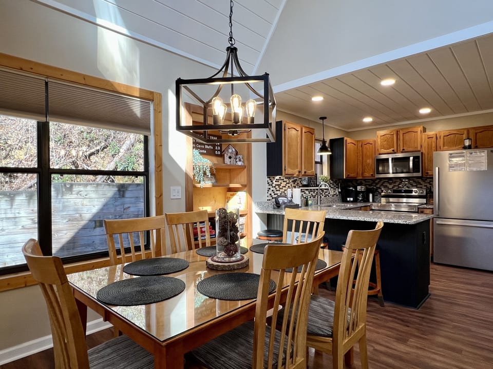 View from dining room into kitchen