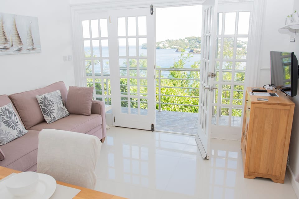 Living/dining area and views