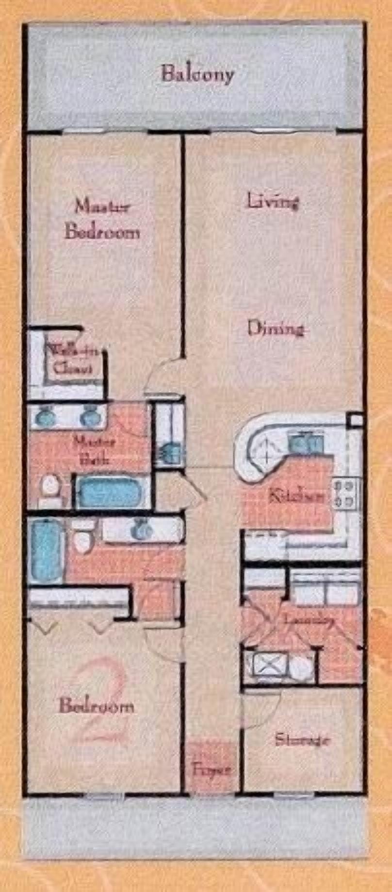 Floor Plan of Condo with over 1300 sq feet