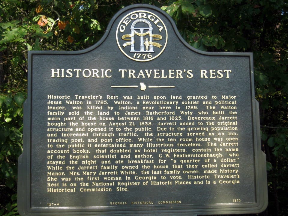 Traveler's Rest historic site.  Lodge built in 1825.  Five miles from house.