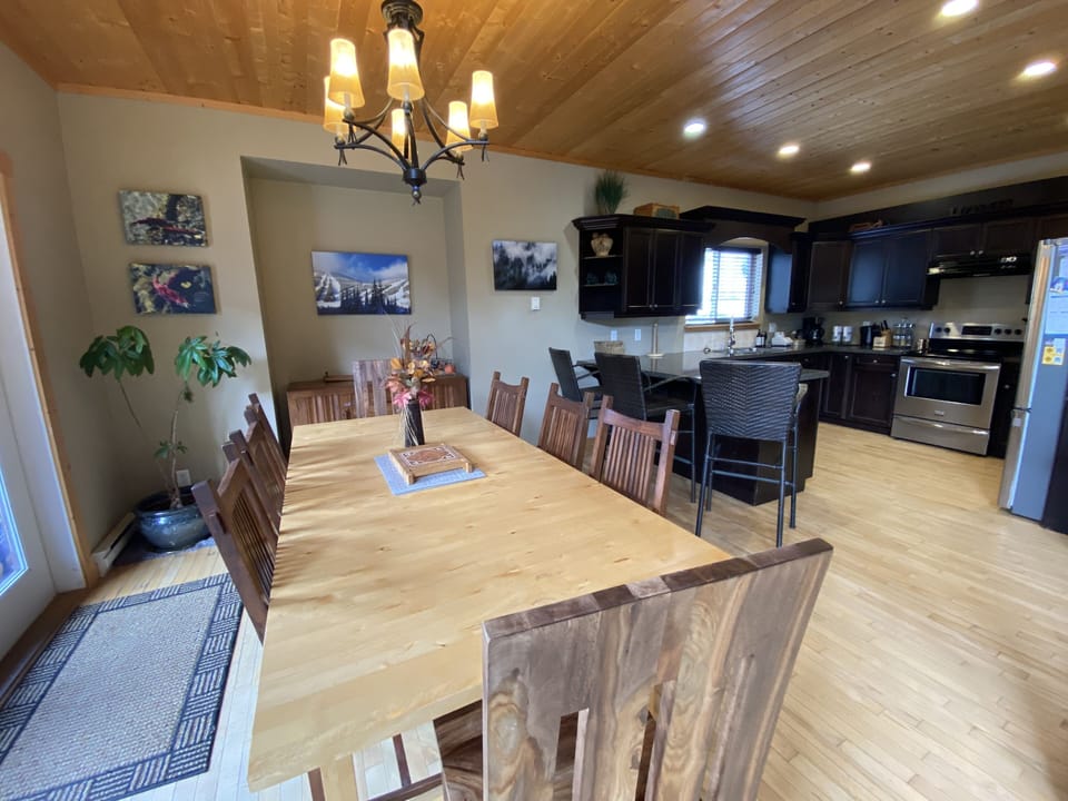 Dining table for ten or twelve with bar table extras