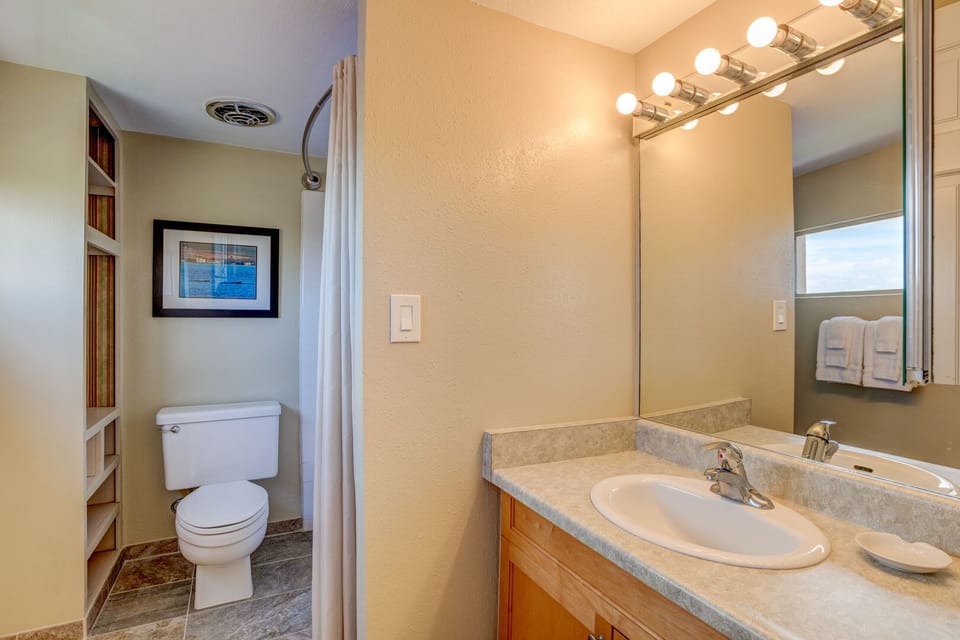 Well-lit vanity area