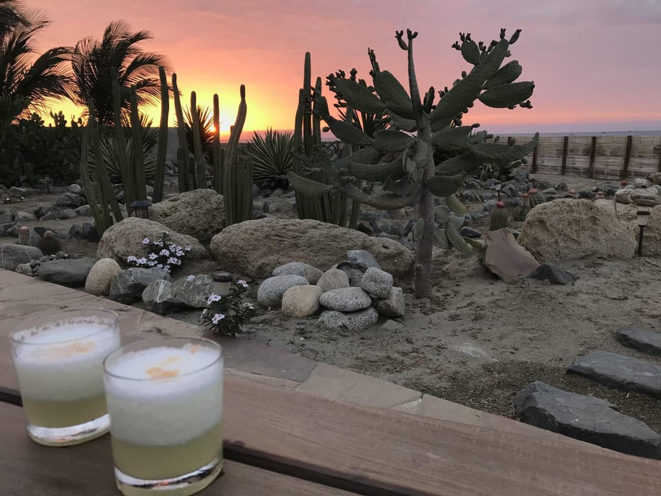 Enjoying cocktails while watching the sunset 