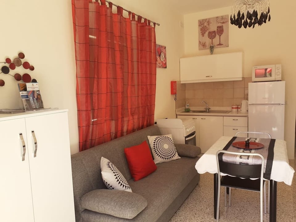 Sofa bed opens to sleep another guest or 2 kids.