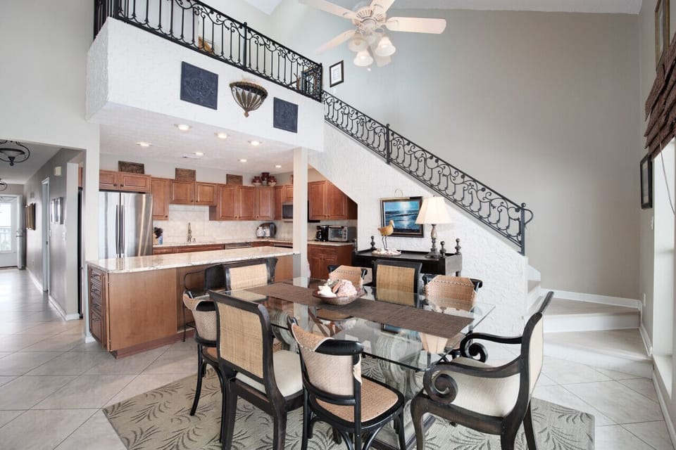 Stairs to the loft located off the dining room.