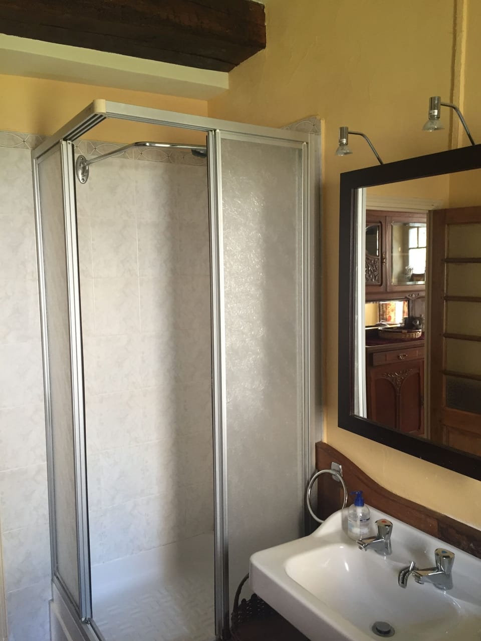 Shower Stall with Sliding Glass doors in Bathroom