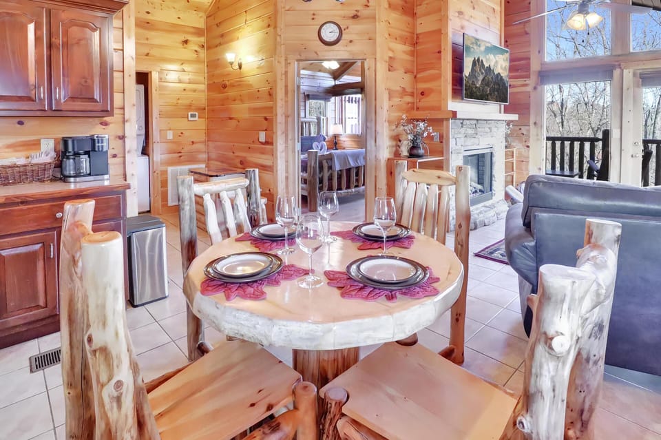 Dining table is set for pictures only.