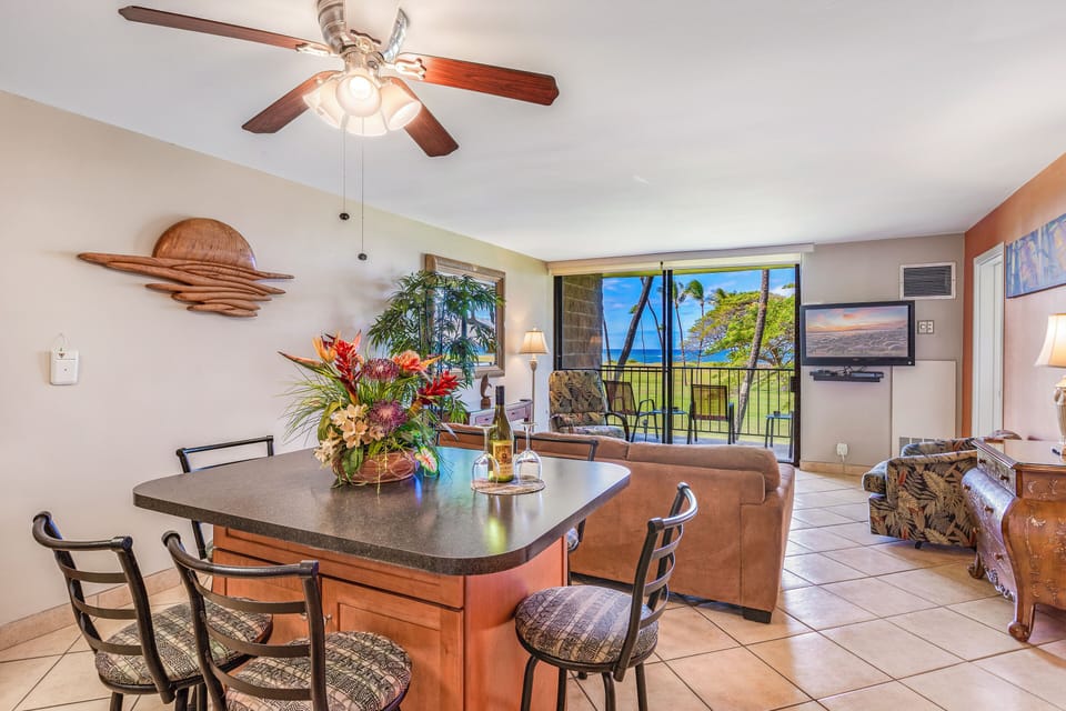 Dining area and living room