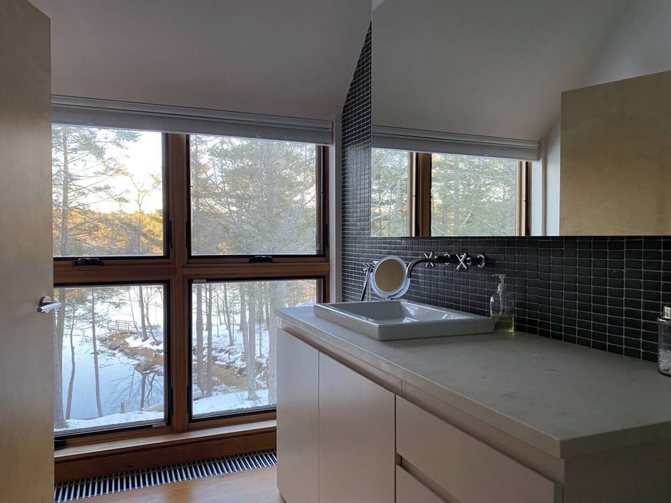 Private second floor bathroom with views.