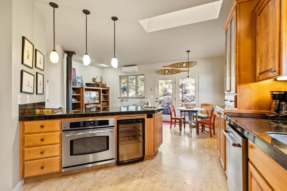 Plenty of prep space, second oven, wine refrigerator