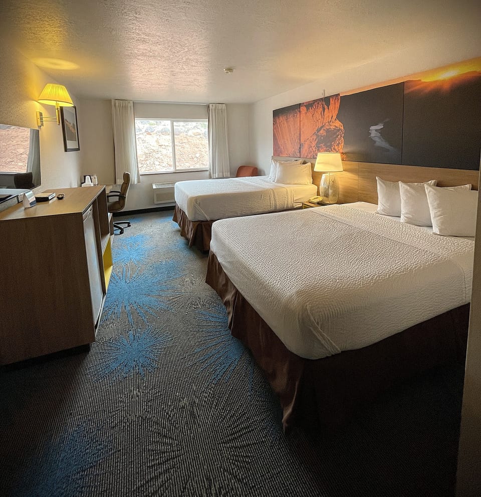 Desk, blackout drapes, iron/ironing board, free WiFi