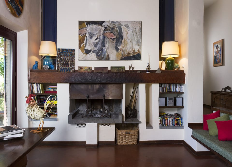 Fireplace at the edge of living room