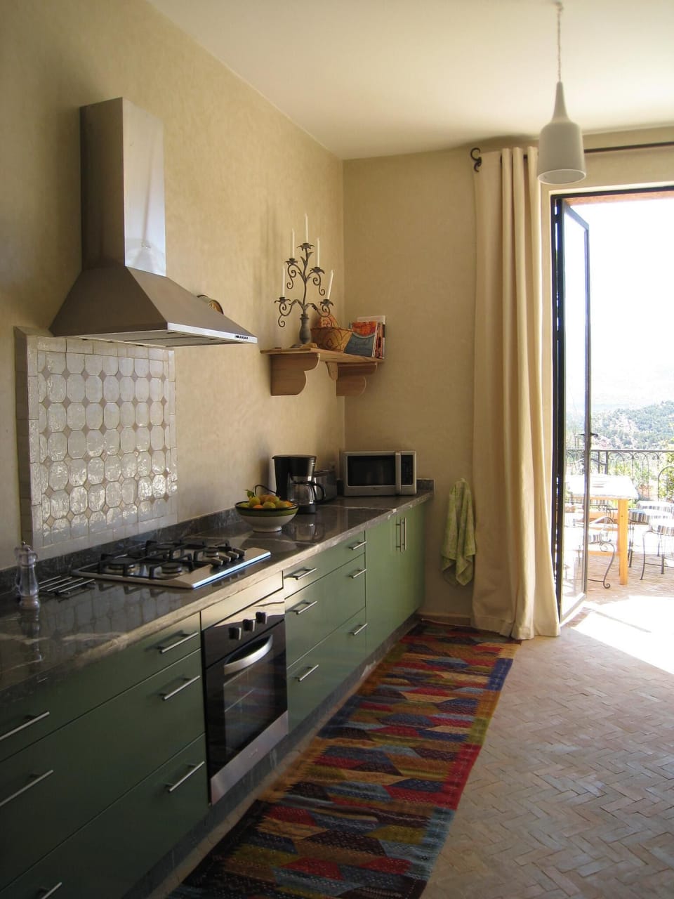 Our modern kitchen with dishwasher, coffee machine, microwave, fridge and freeze