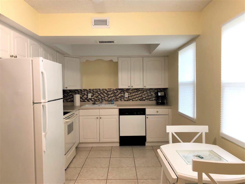Fully stocked kitchen.