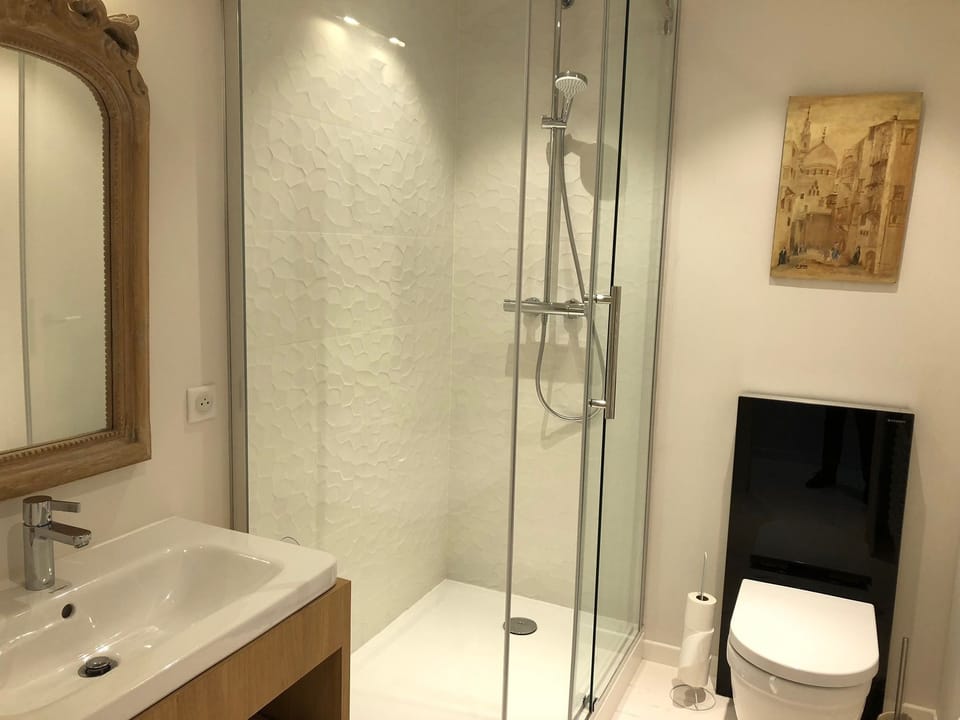 Deluxe Double Room (La Chambre Rose) | Bathroom | Shower, rainfall showerhead, free toiletries, hair dryer