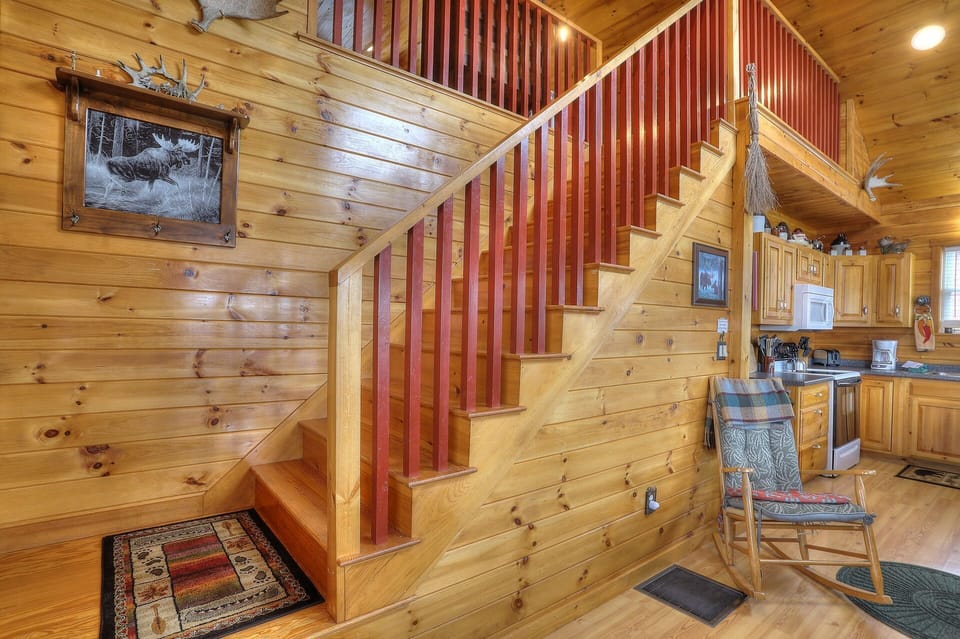 stairs up to loft area