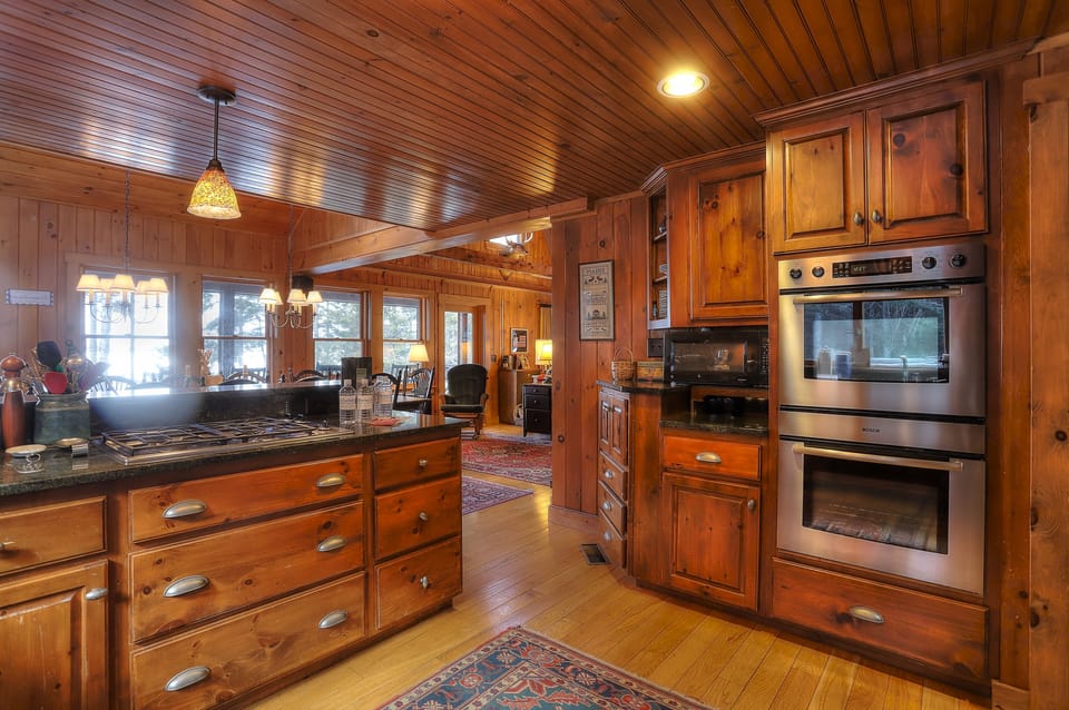 Kitchen with view of dining area