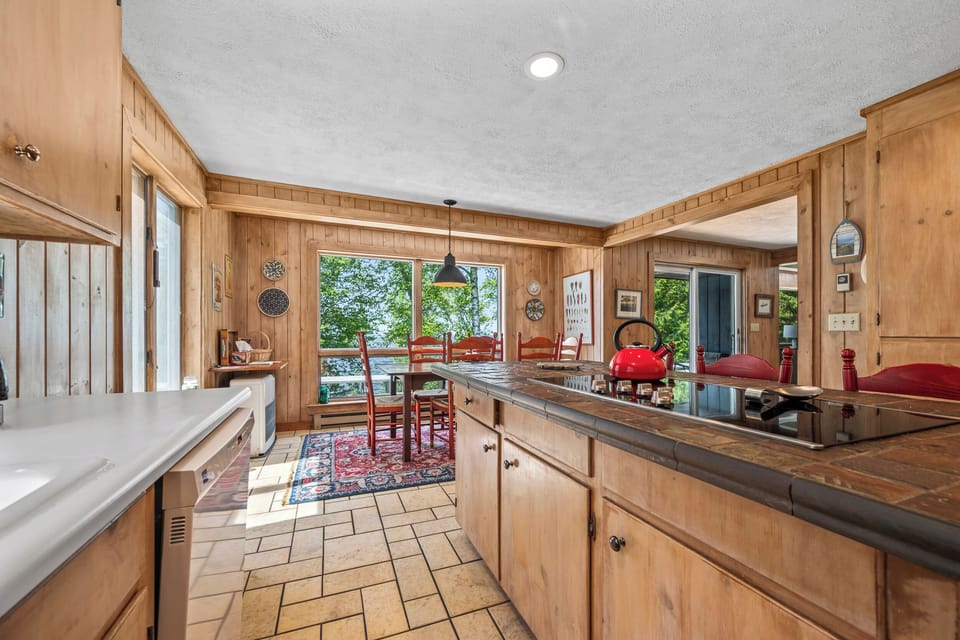 View of dining area from kitchen