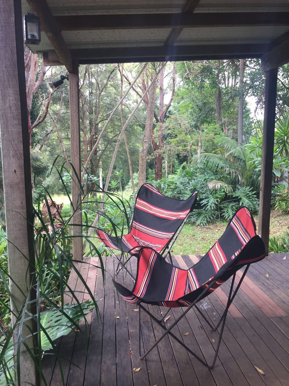 Lounging on the deck in the Butterfly chairs