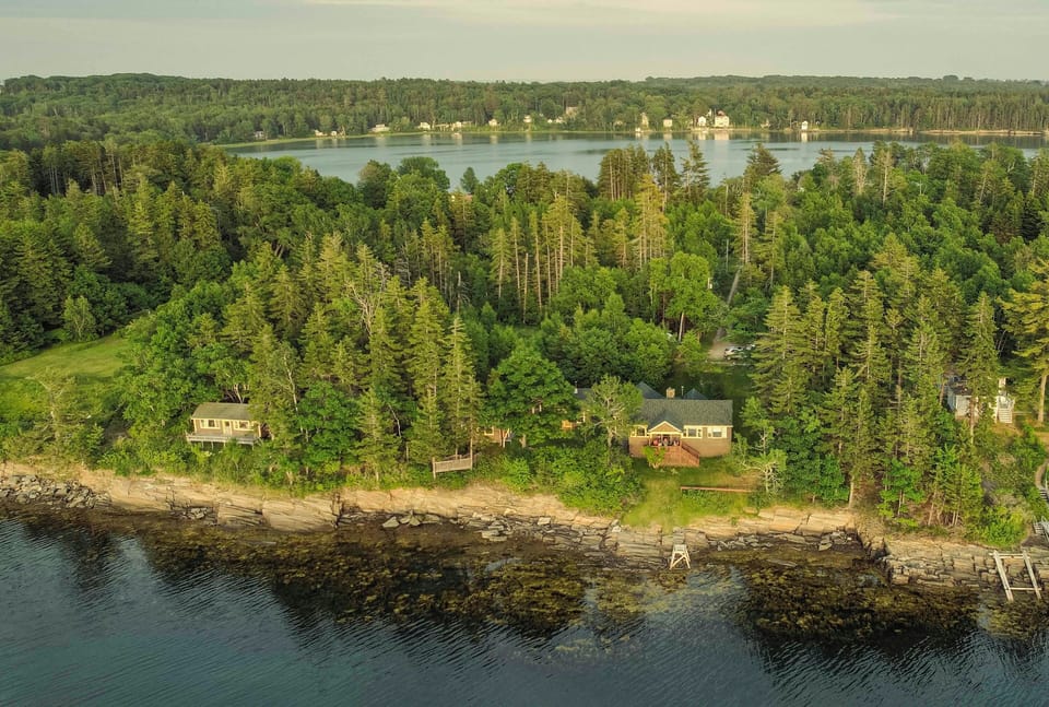 View of the cottage and Basin Cove behind it.