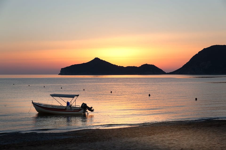 Agios Georgios Pagi Beach at sunset