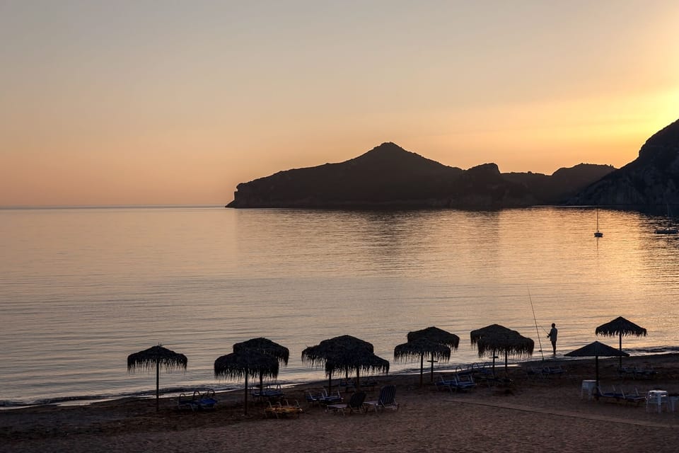 Agios Georgios Pagi Beach at sunset