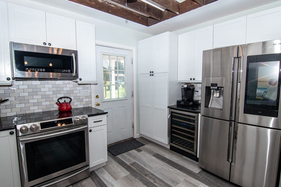Newly remodeled kitchen - computer in the fridge
