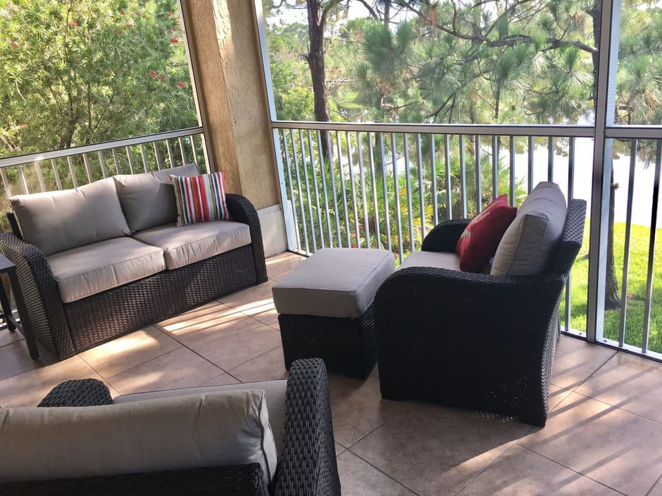 Enjoy your morning and evening beverages on the screened-in balcony
