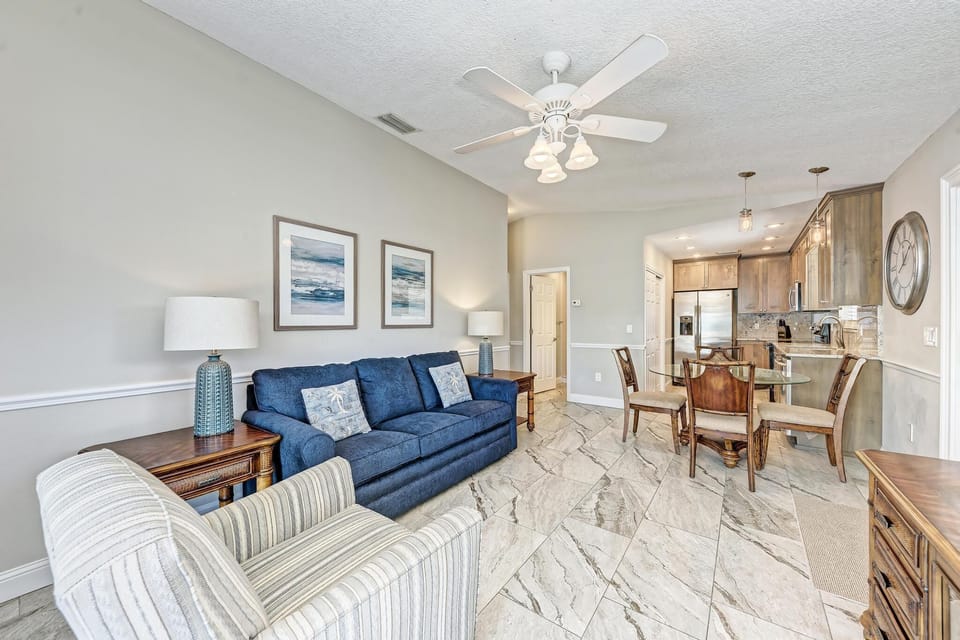 Living room with pull out queen sleeper sofa 