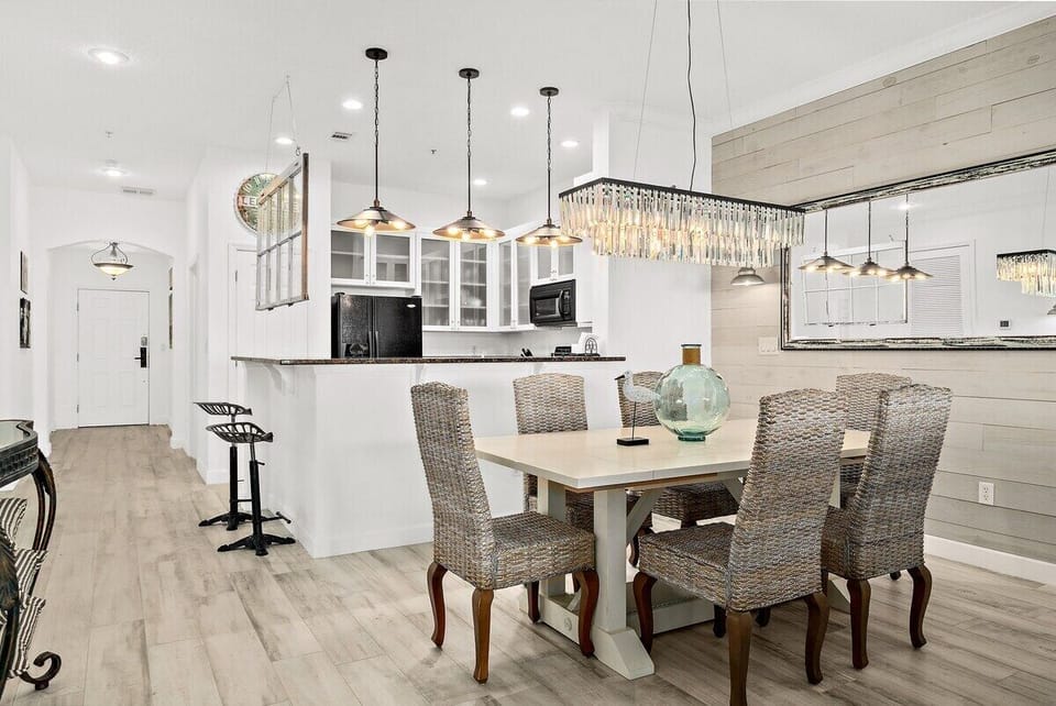 Modern Dining room with Ocean views sits 6