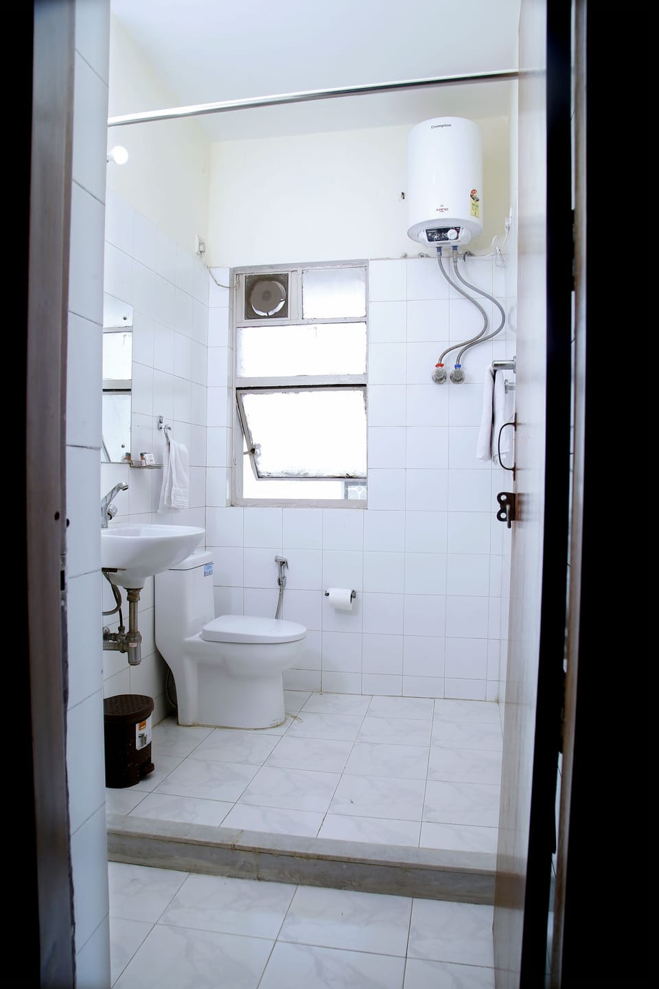 Shower, slippers, towels