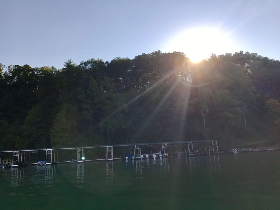 Driving back to the marina in the evening to a beautful sunset.