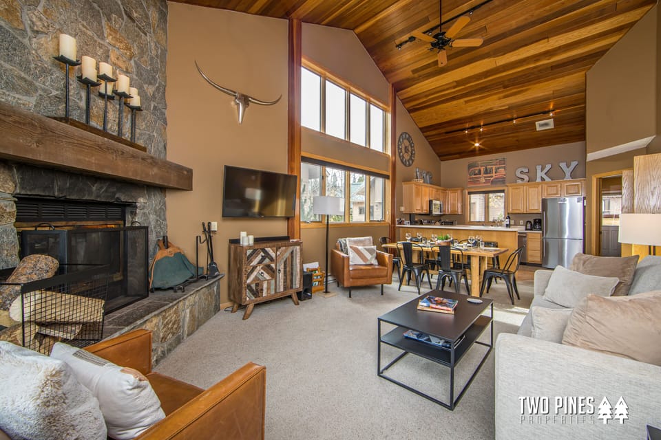 Living Room with Wood Burning Fireplace
