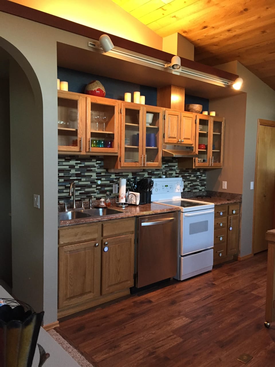 Kitchen with mood lights.