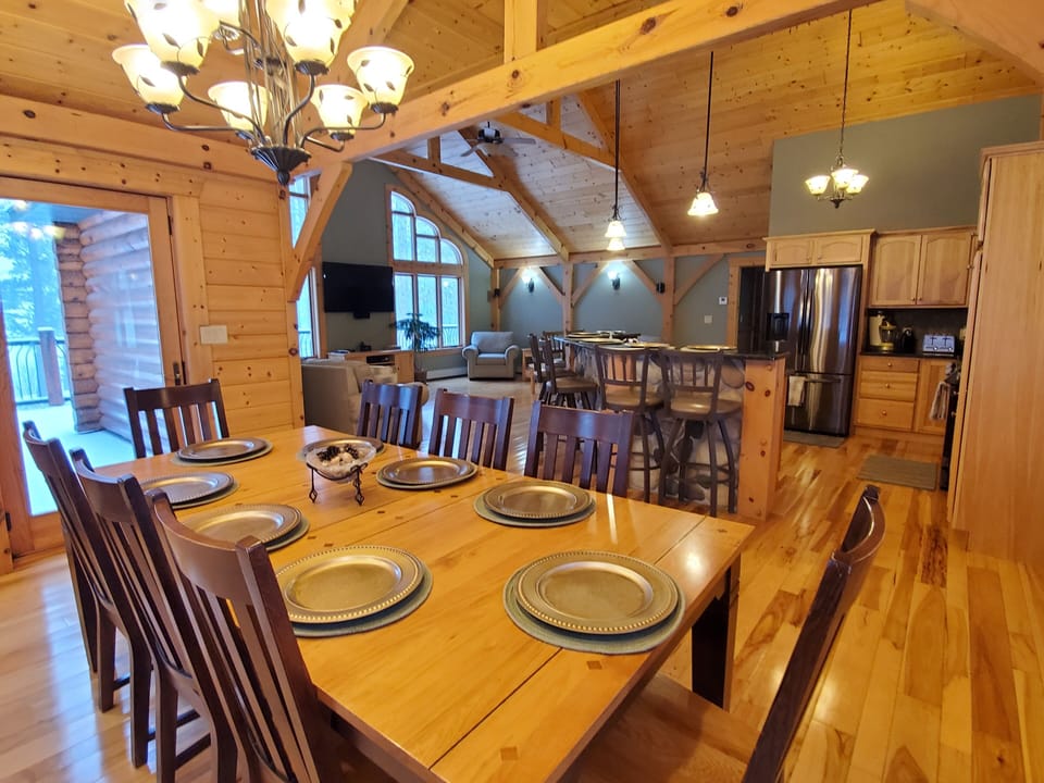 Main floor dining, kitchen and living room