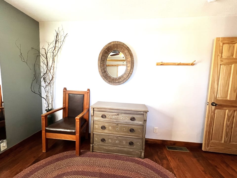Master bedroom with king bed on main floor