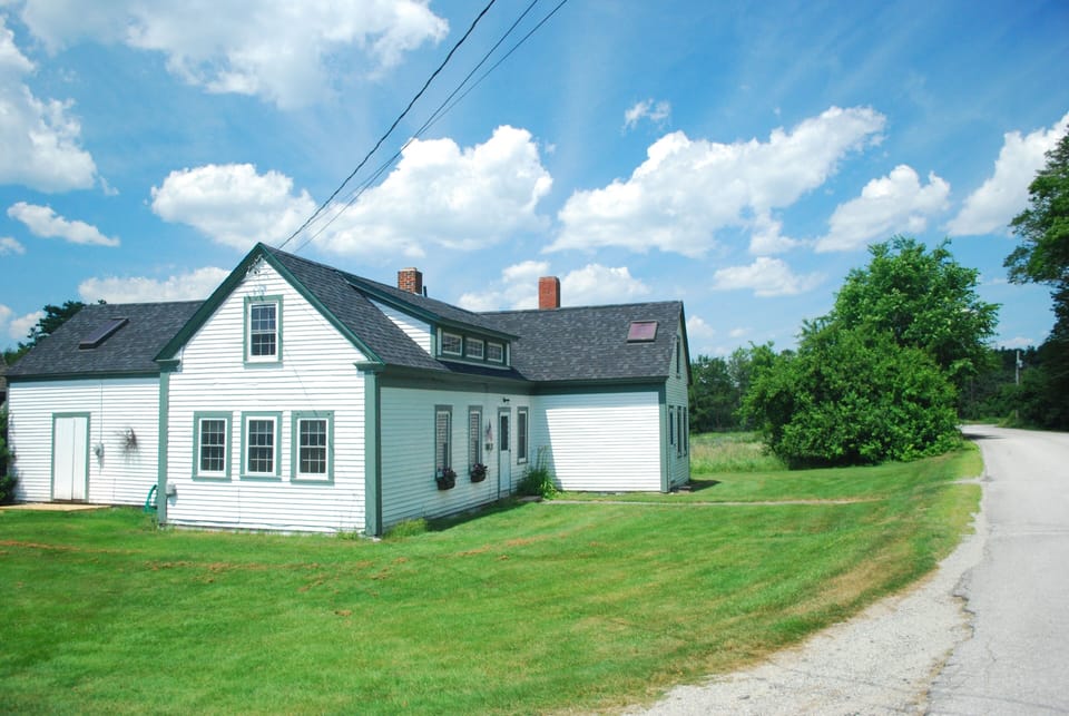 A southeast view of the farmhouse from Shore Road.