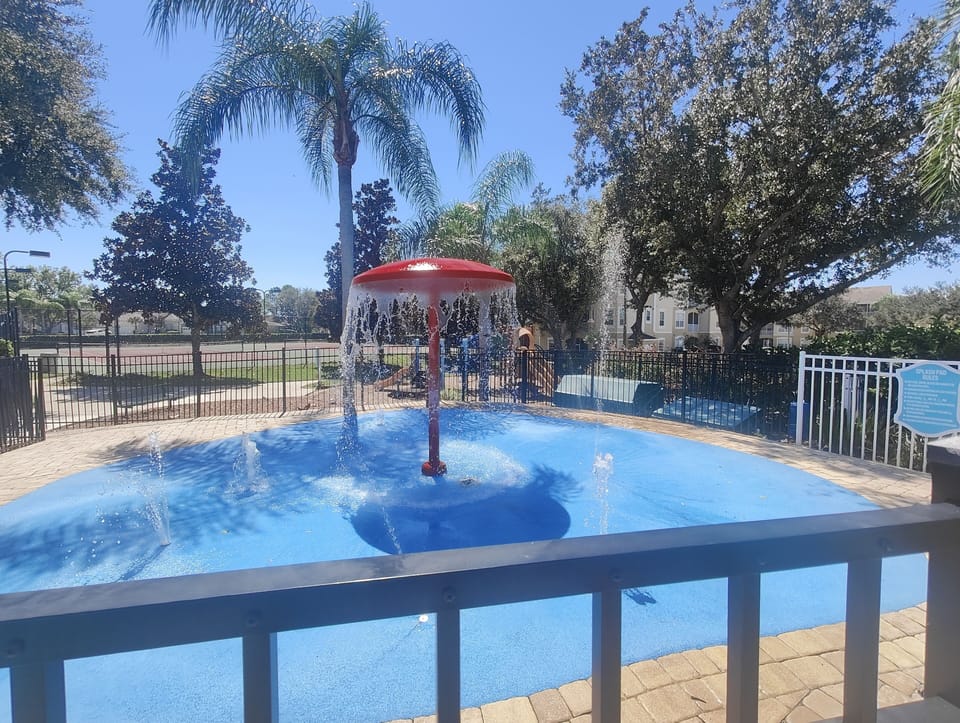 Splash pad in the main pool area.   