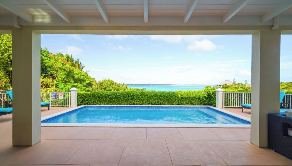 Picturesque Chalk Sound views from pool deck. Great for sunrises and relaxation.