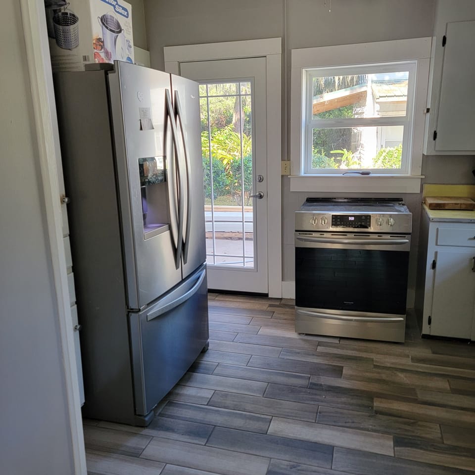 Kitchen, with plenty of storage and supplies.
