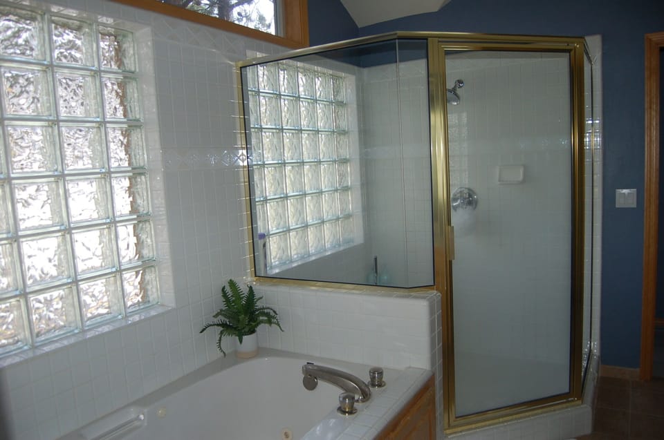 Tub and Shower in Master Bedroom on first level.