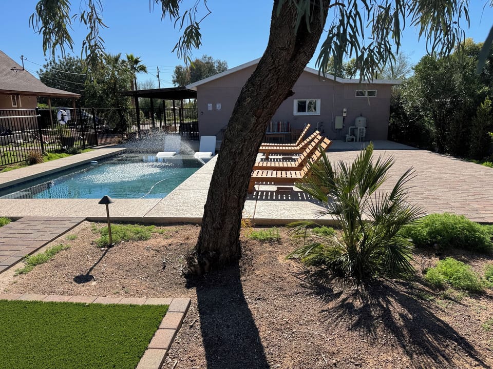 Pool area at north side of the studio