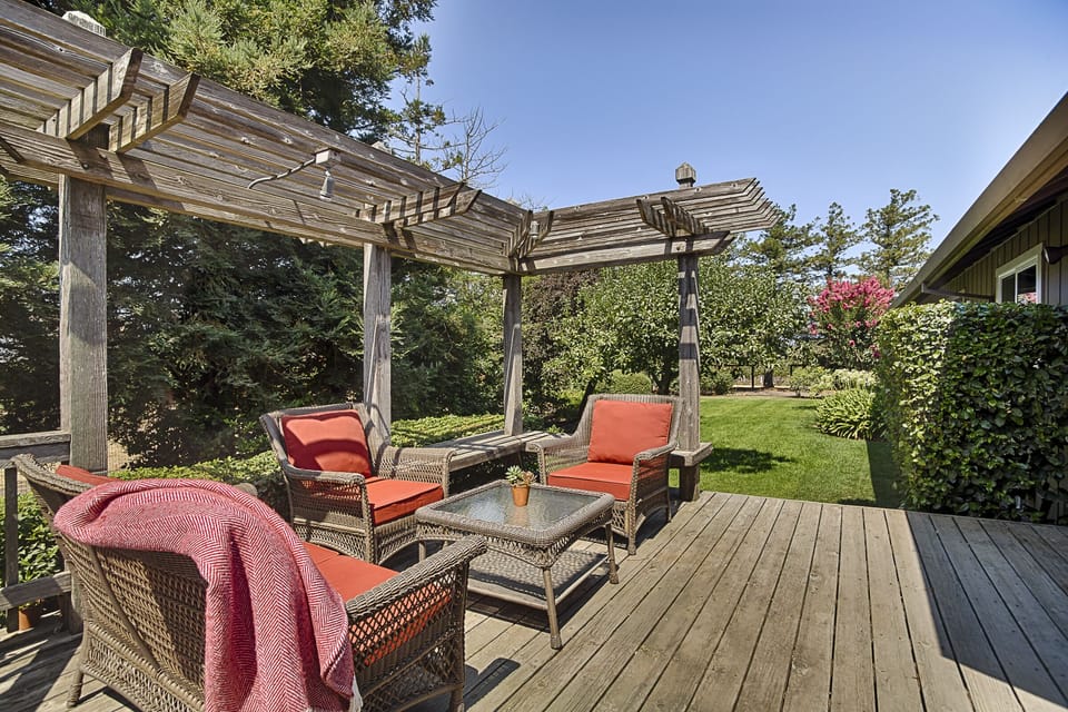 Backyard deck lounge area