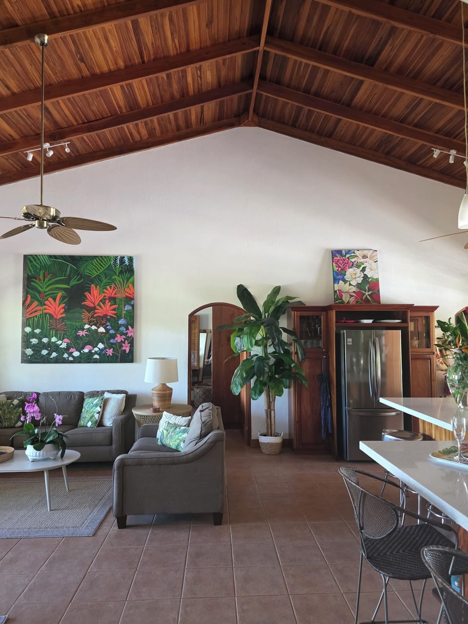 Open floorplan kitchen/TV area.