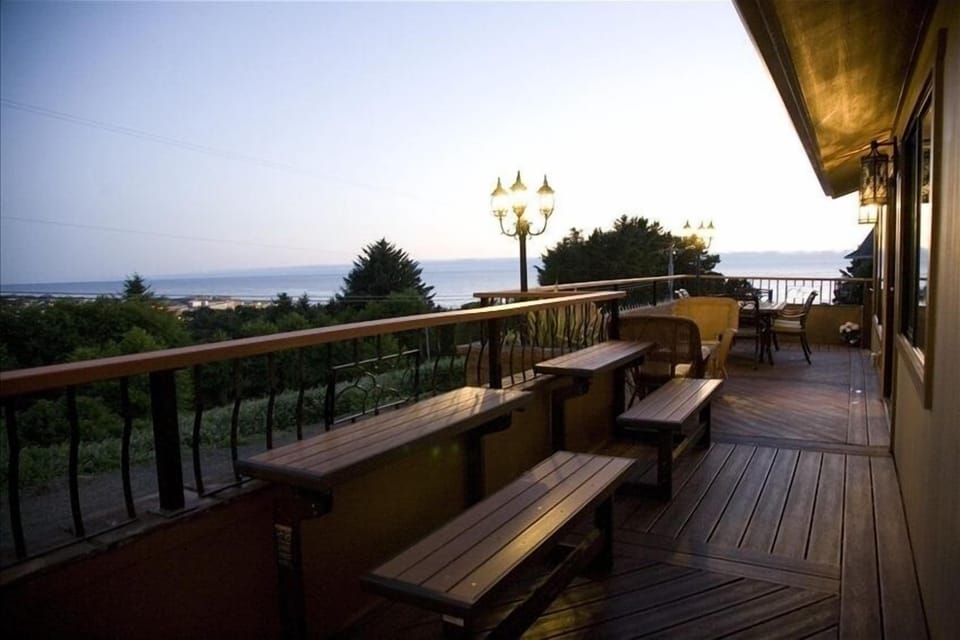 Ocean view from the deck at sunset. 