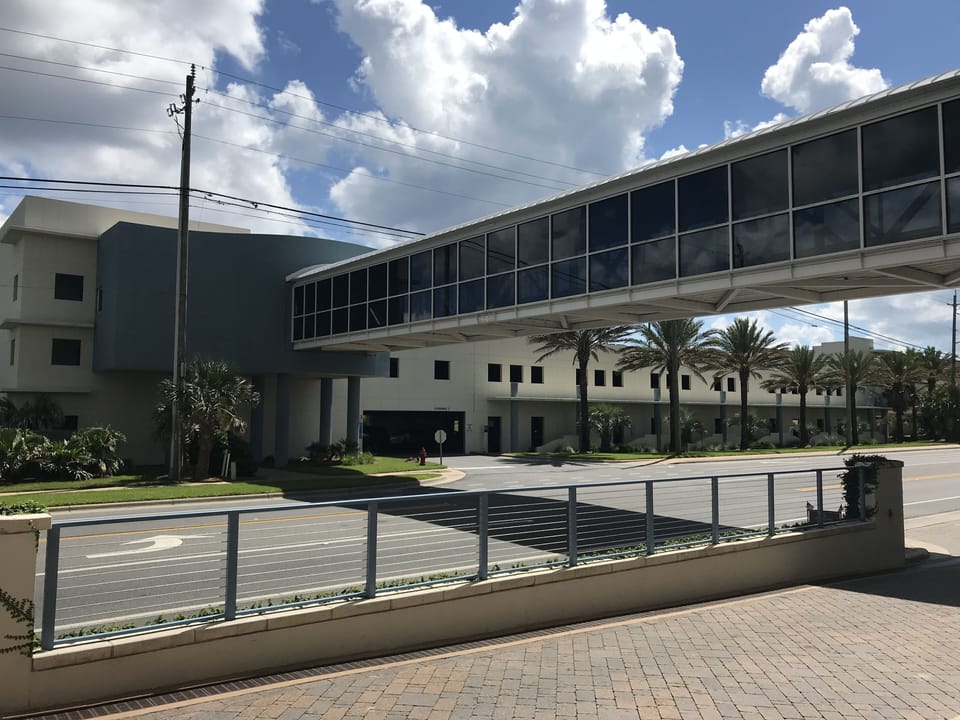 Skybridge to the parking garage.