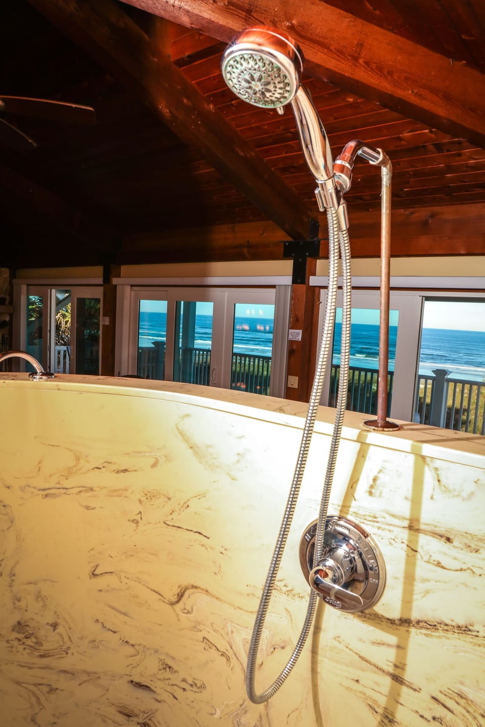 Full Bathroom 1@Penthouse suite has walk-in shower, large , views of the ocean. 